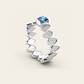 Double Cadence Ring with Blue Sapphire in 18k White Gold
