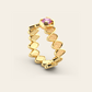 Double Cadence Ring with Pink Sapphire in 18k Yellow Gold