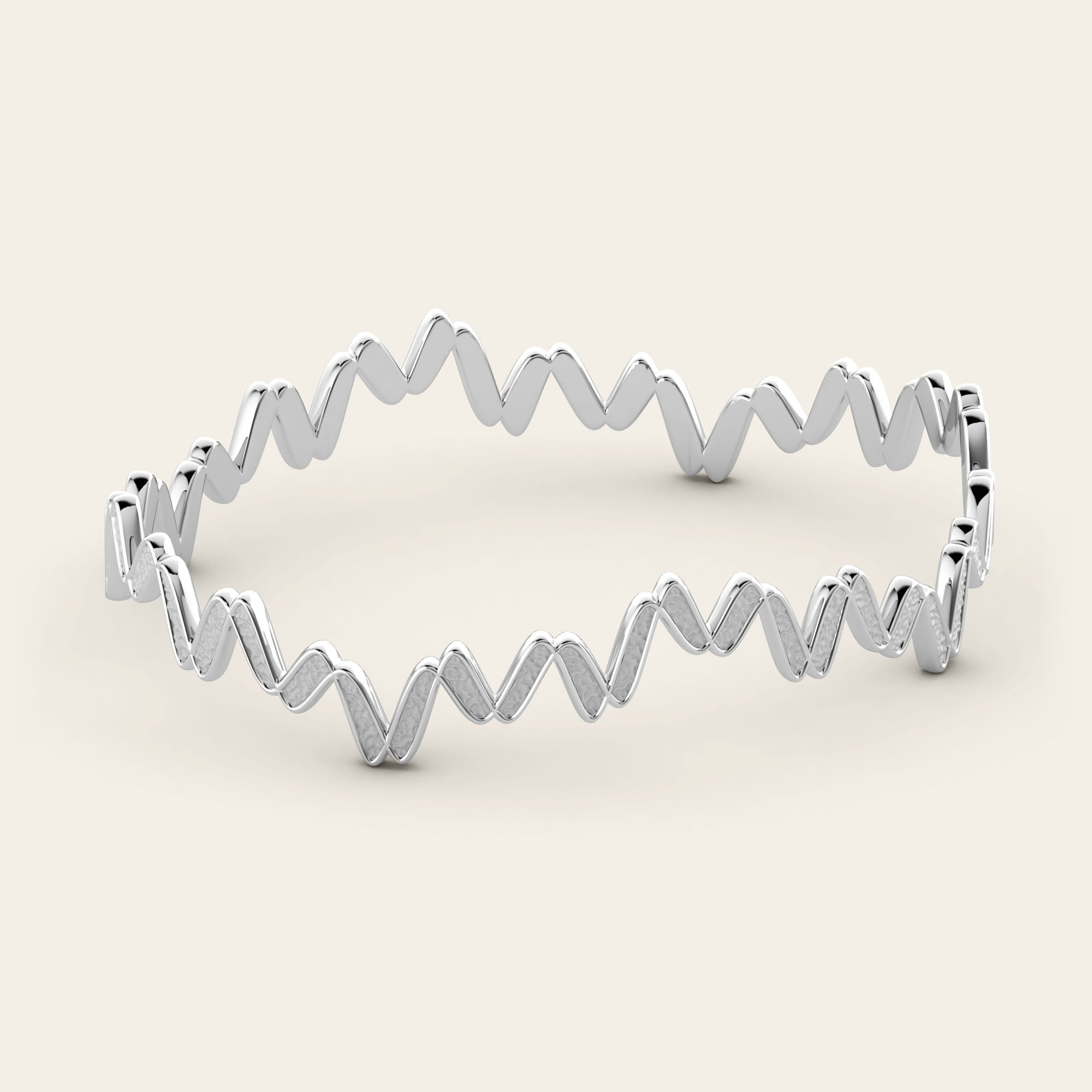 Single Cadence Stacking Bangle in 18k White Gold